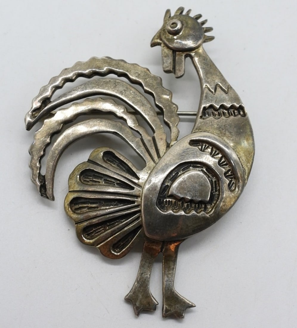 Vintage Sterling Rooster Brooch (1 of 2)