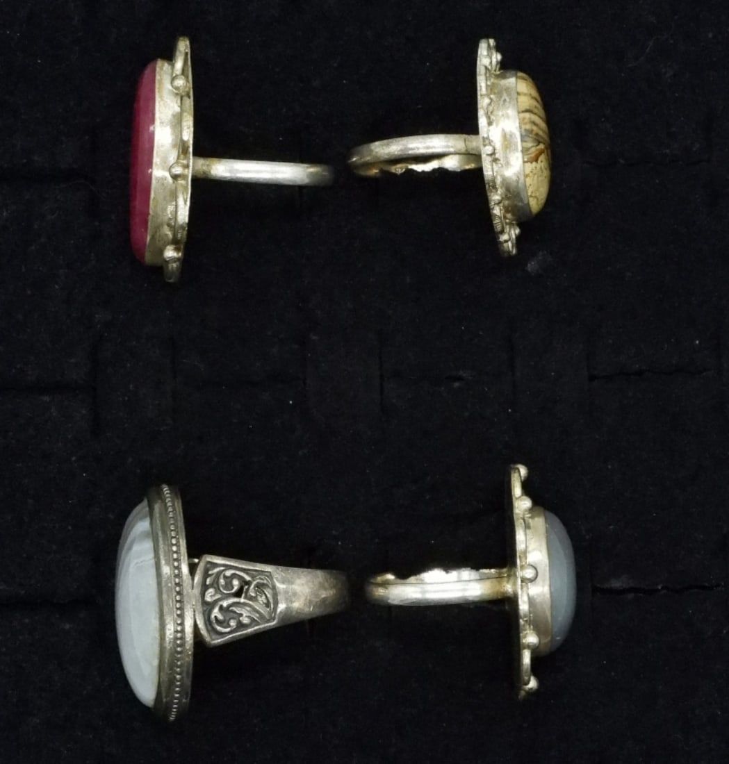 Four Sterling Large Gemstone Rings - 2