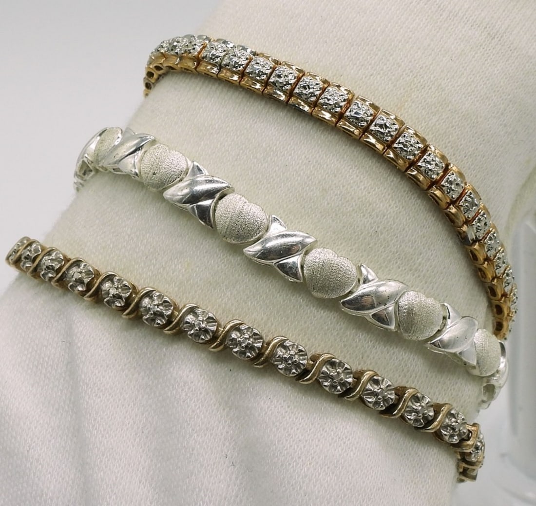 3 Sterling & Gold Tone Fashion Bracelets (1 of 2)