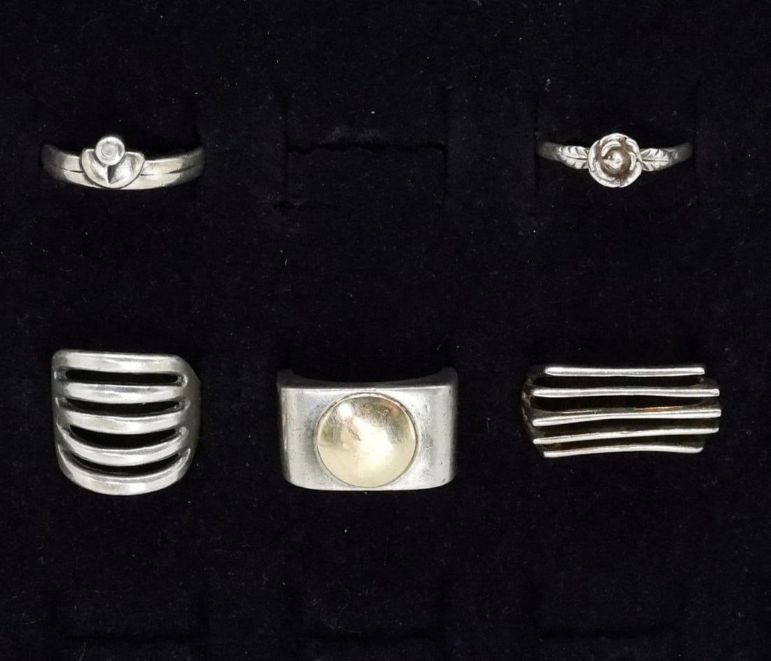 5 Sterling Plain Fashion Rings (1 of 2)