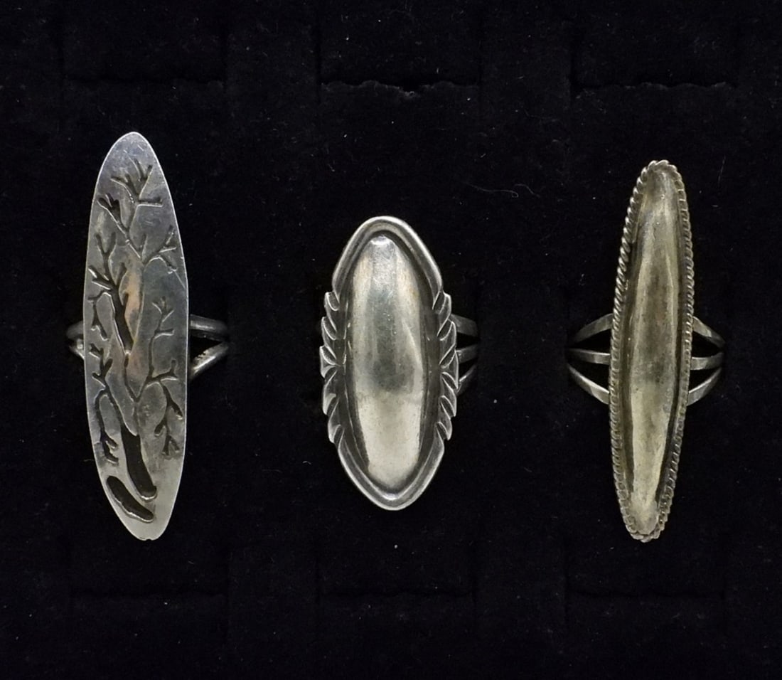 3 Oblong Sterling Fashion Rings (1 of 2)