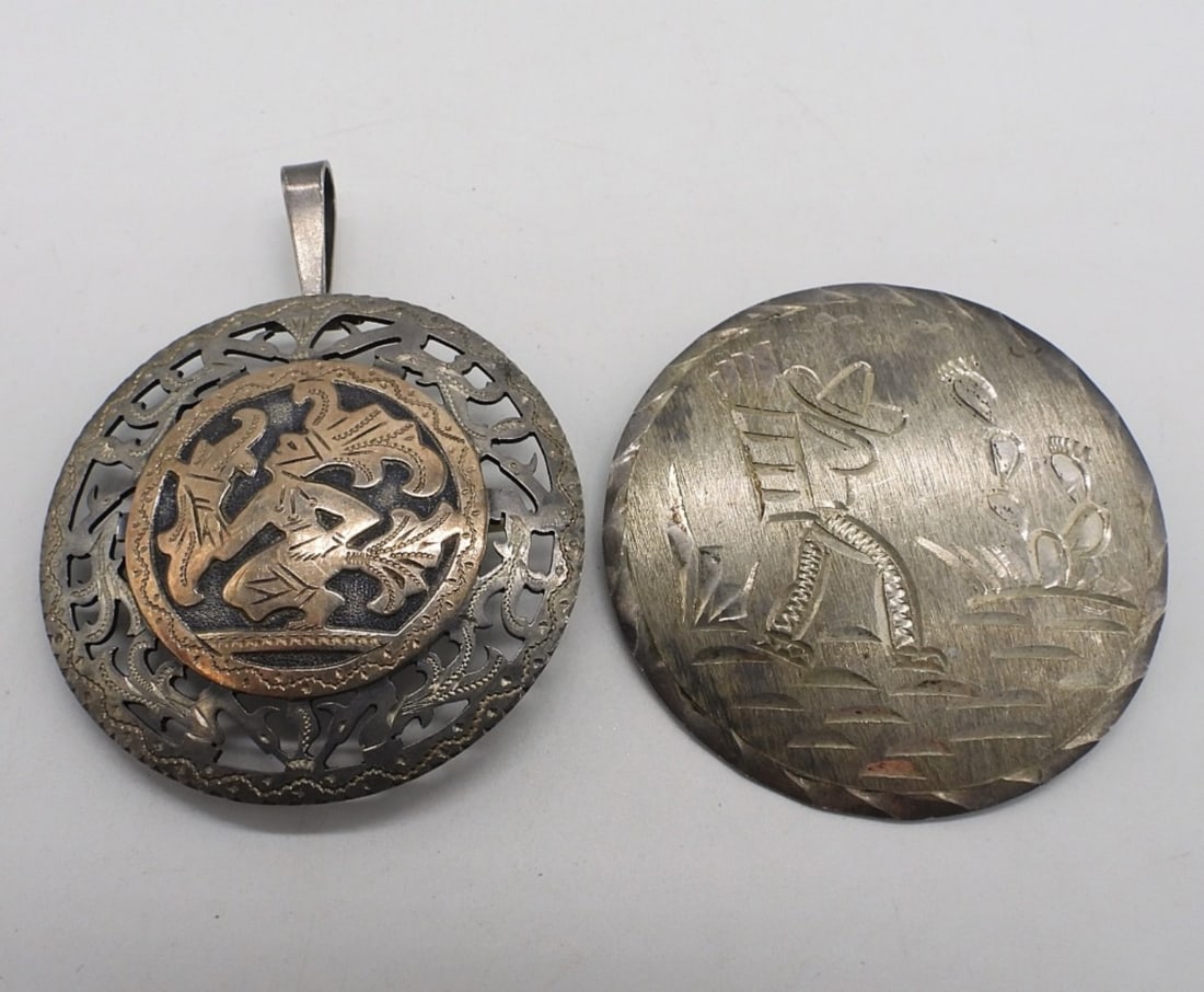Two Vintage 925 & 900 Brooch / Pendants (1 of 3)