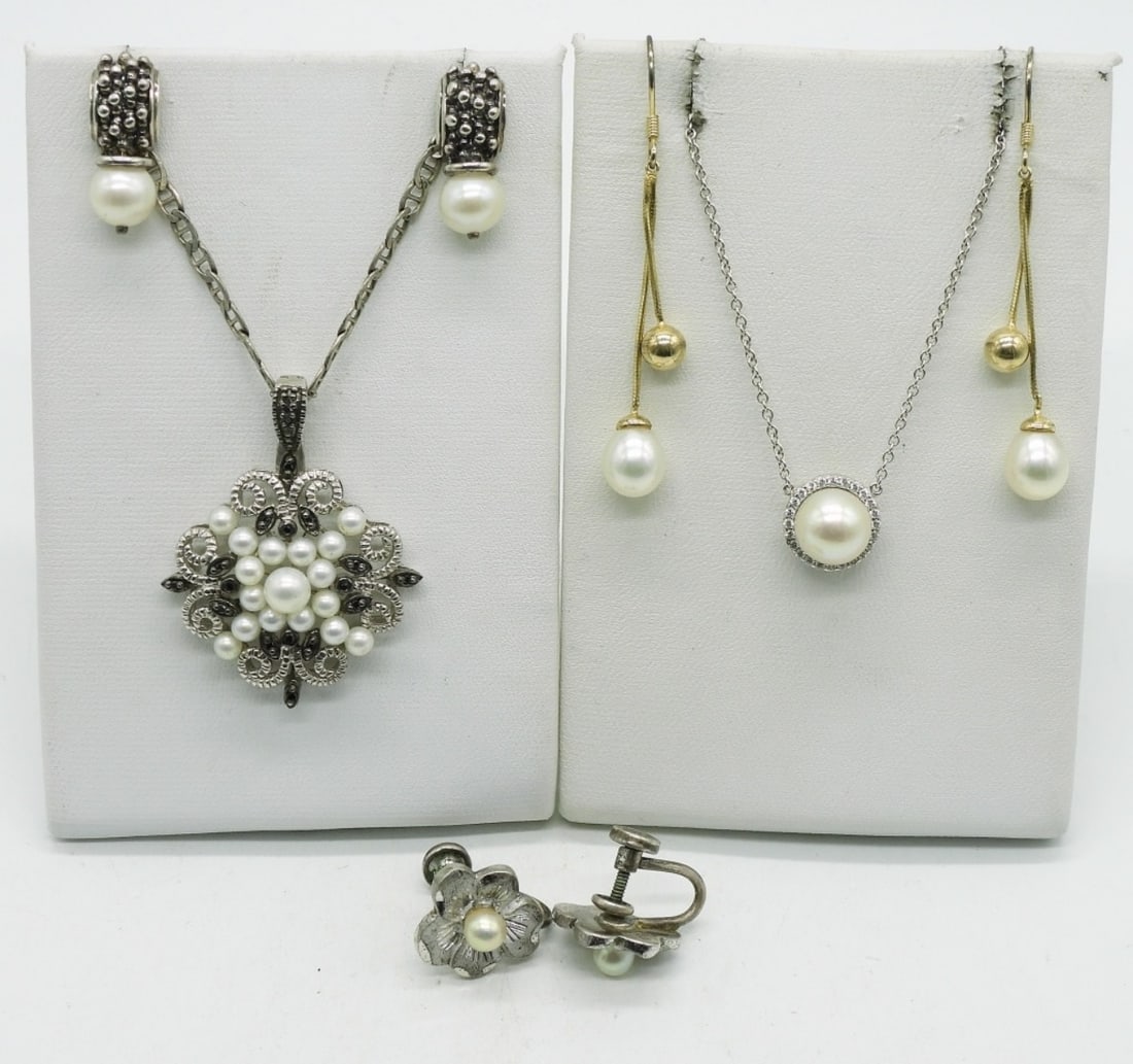 Sterling Pearl Earrings & Necklaces (1 of 1)