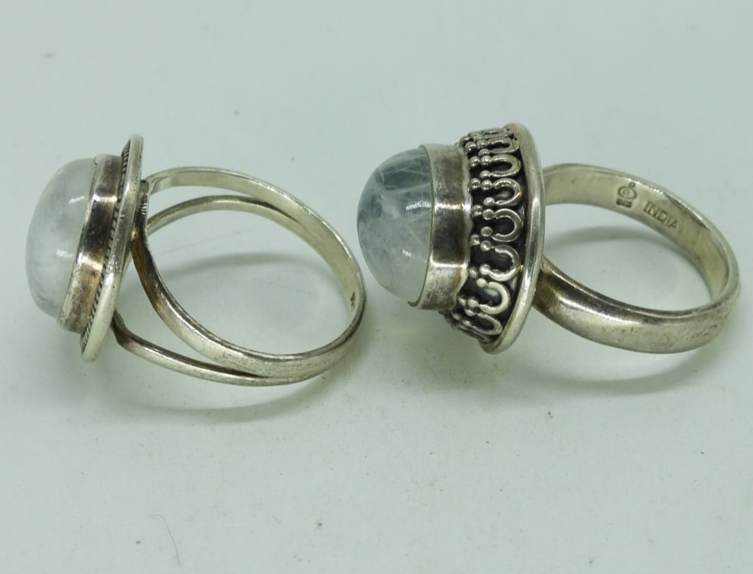 Two Sterling Moonstone Rings - 3