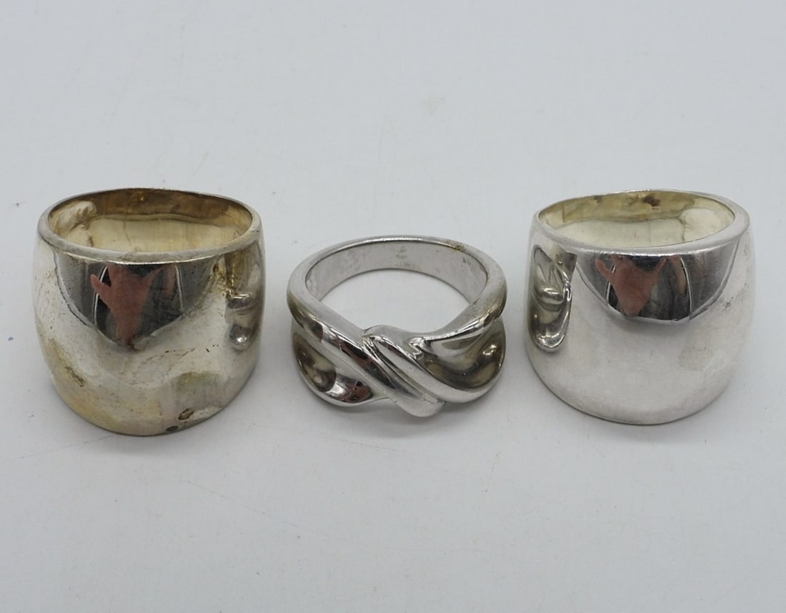 3 Plain Sterling Fashion Rings (1 of 2)