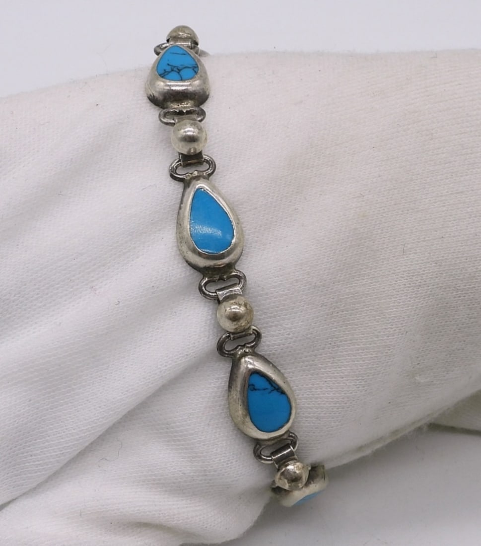 Turquoise Sterling Toggle Clasp Bracelet (1 of 2)