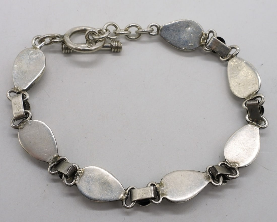 Turquoise Sterling Toggle Clasp Bracelet - 2