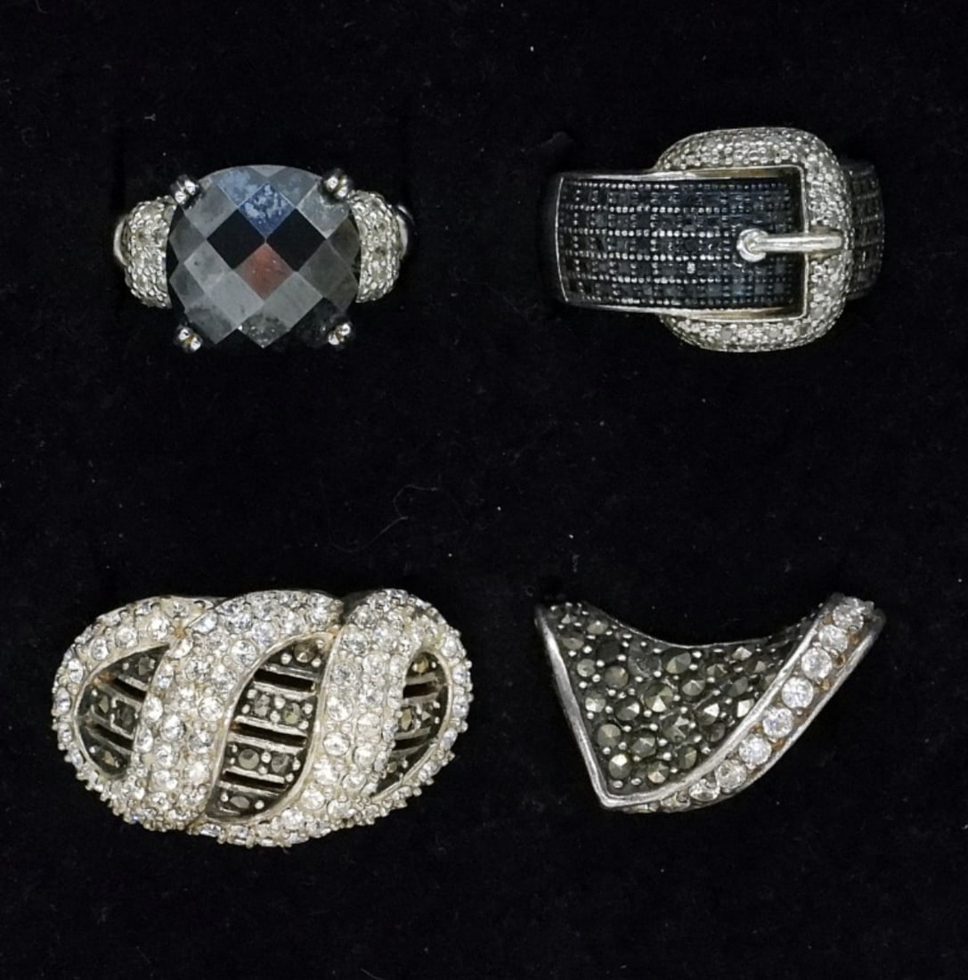 4 Marcasite Sterling Fashion Rings (1 of 2)