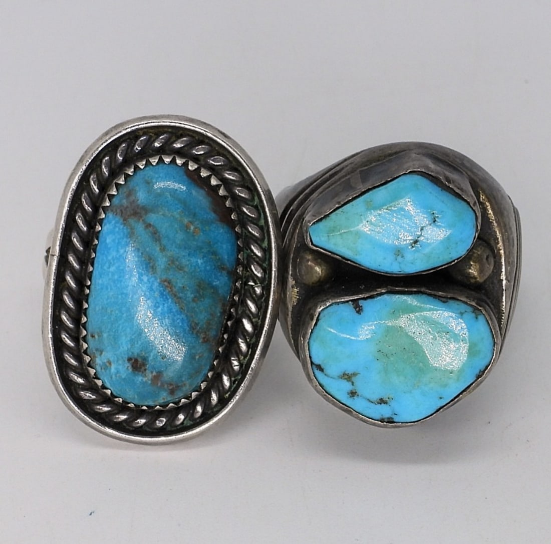 Two Navajo Sterling Turquoise Rings (1 of 4)