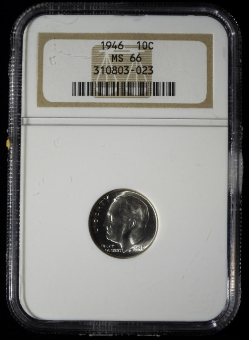 1946 Roosevelt Dime, NGC MS-66 (1 of 3)