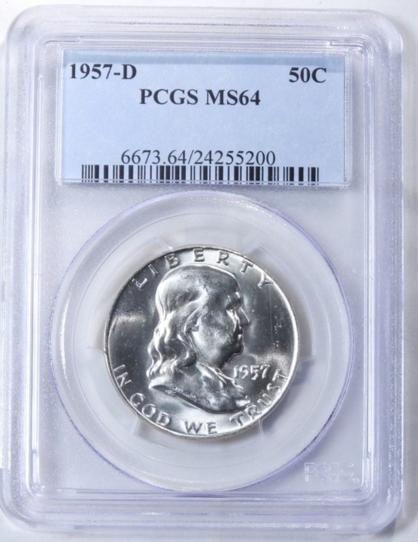 1957-D Franklin Half Dollar, PCGS MS-64 (1 of 2)