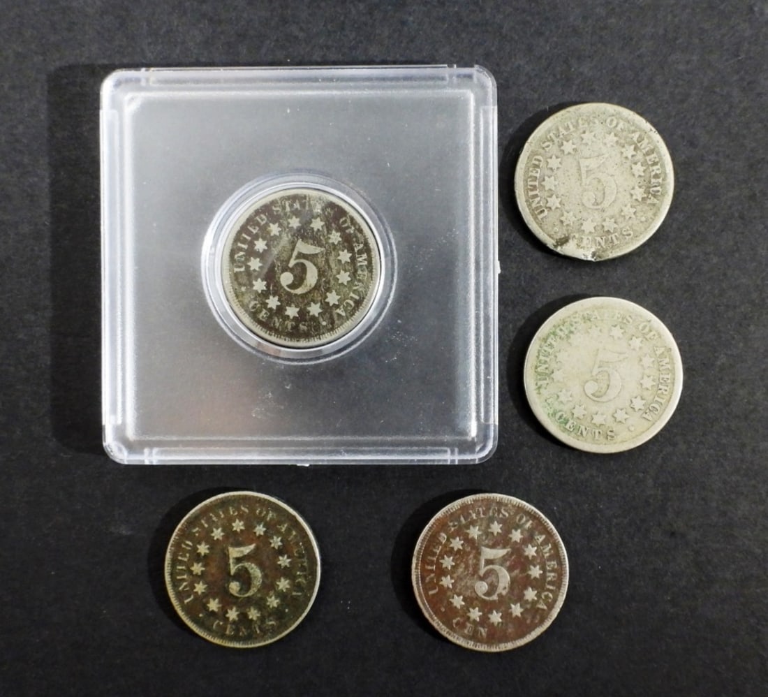 (5) Shield Nickel: Mixed Dates Circ