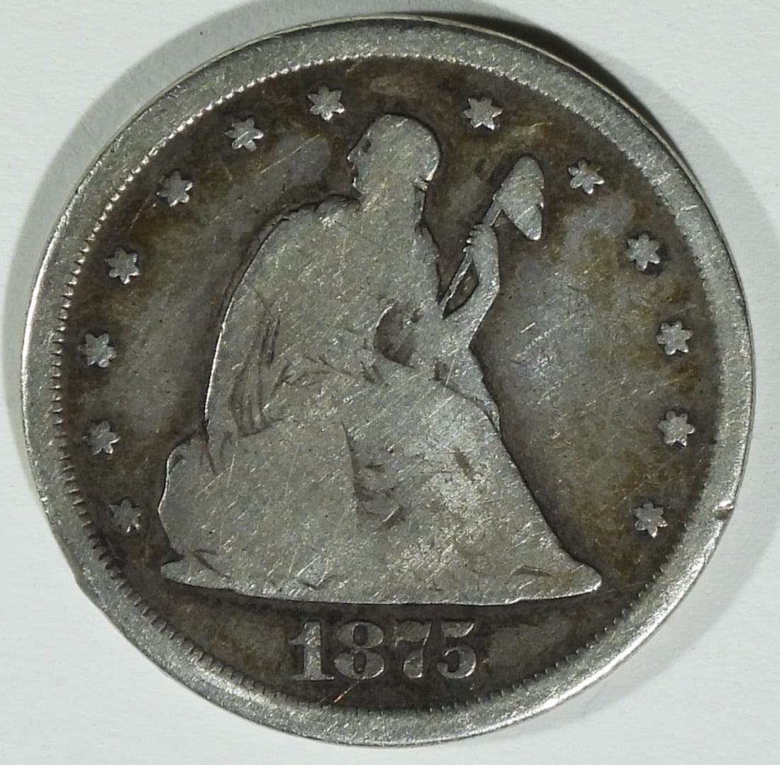 1875-CC Twenty Cent Piece: Follow us on Facebook, Instagram, X, and TikTok