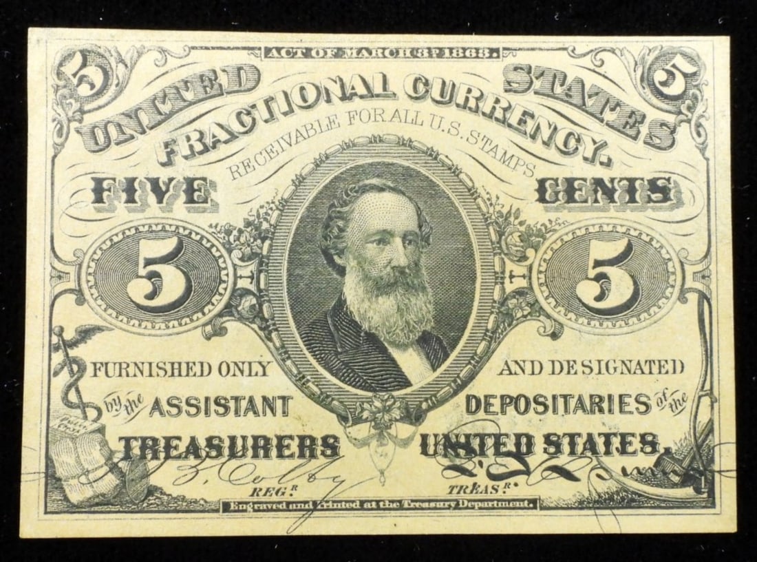 1863 5C Fractional Currency Note: Follow us on TikTok, Instagram, and X