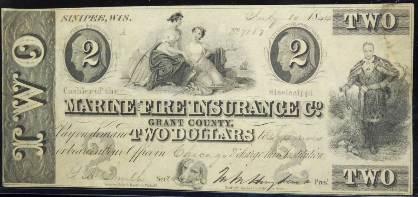 1850s $2 Obsolete Bank Note (1 of 2)