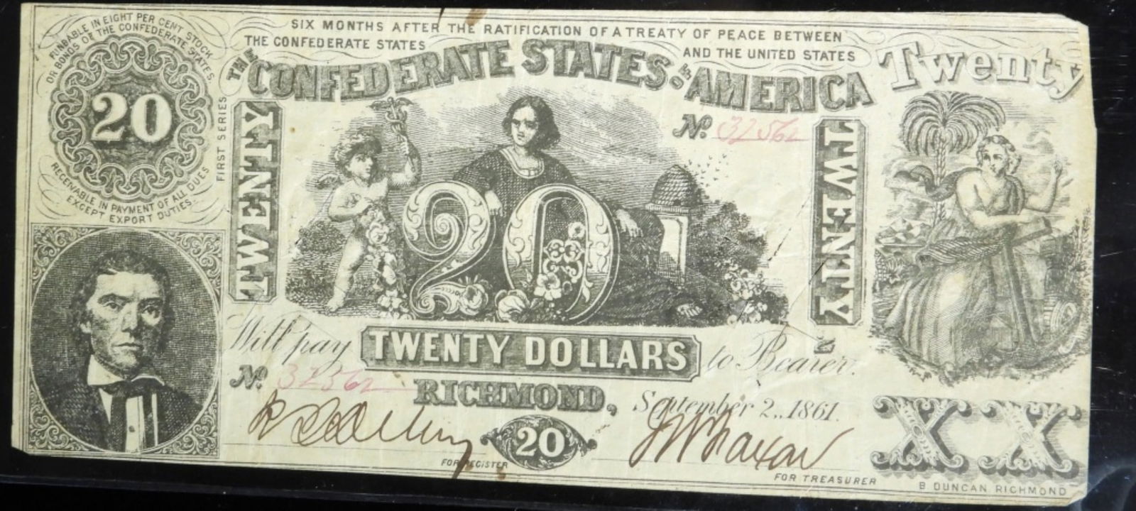 1861 $20 Confederate Note (1 of 2)