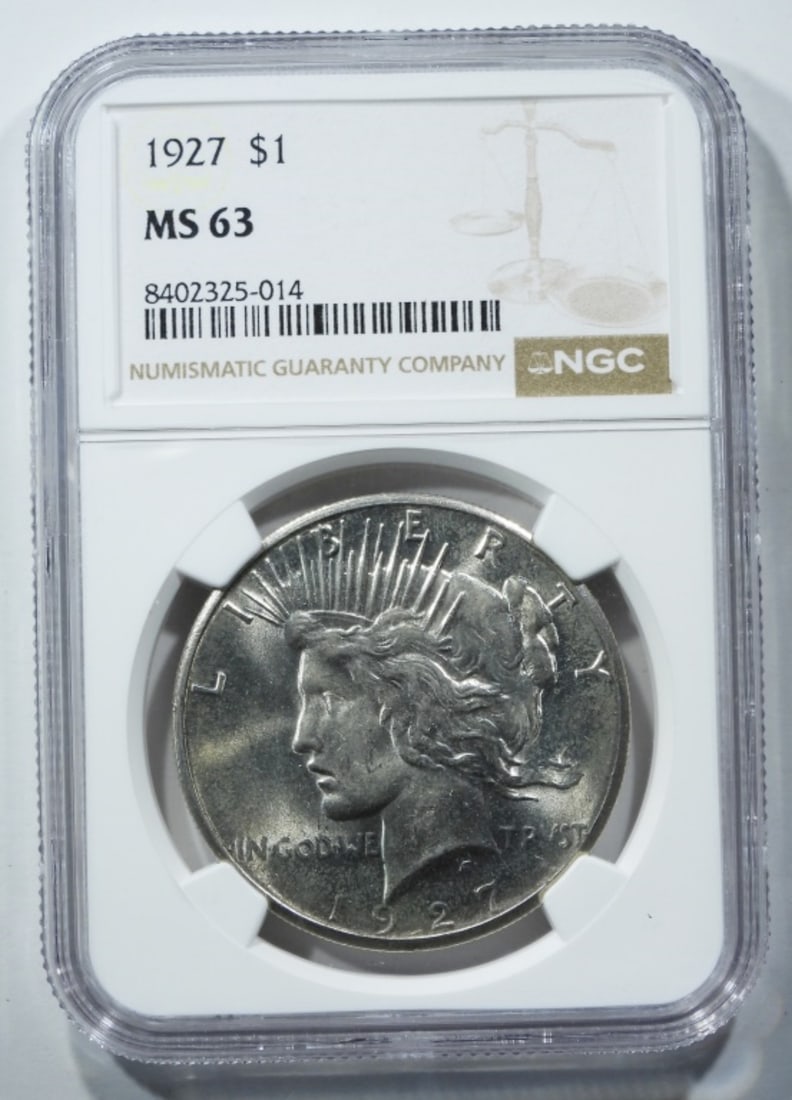 1927 Peace Dollar, NGC MS-63: Follow us on Facebook, Instagram, X, and TikTok.