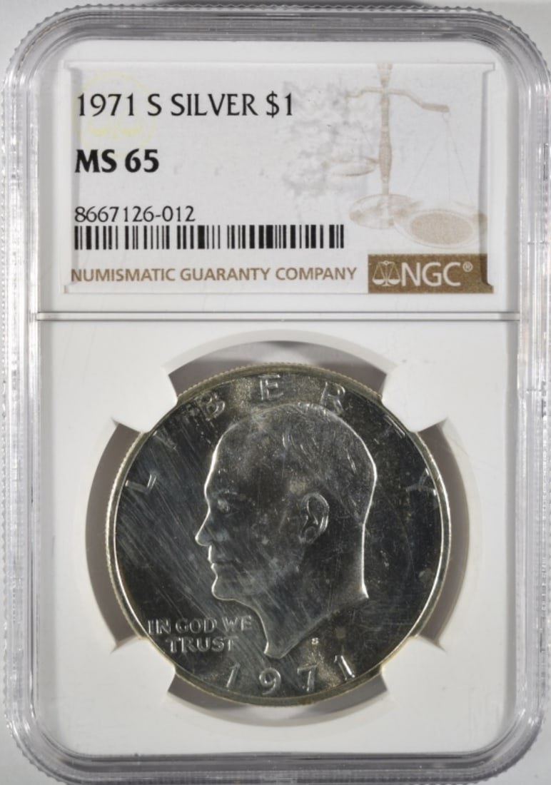 1971-S Silver Ike Dollar, NGC MS-65: Bid live now!