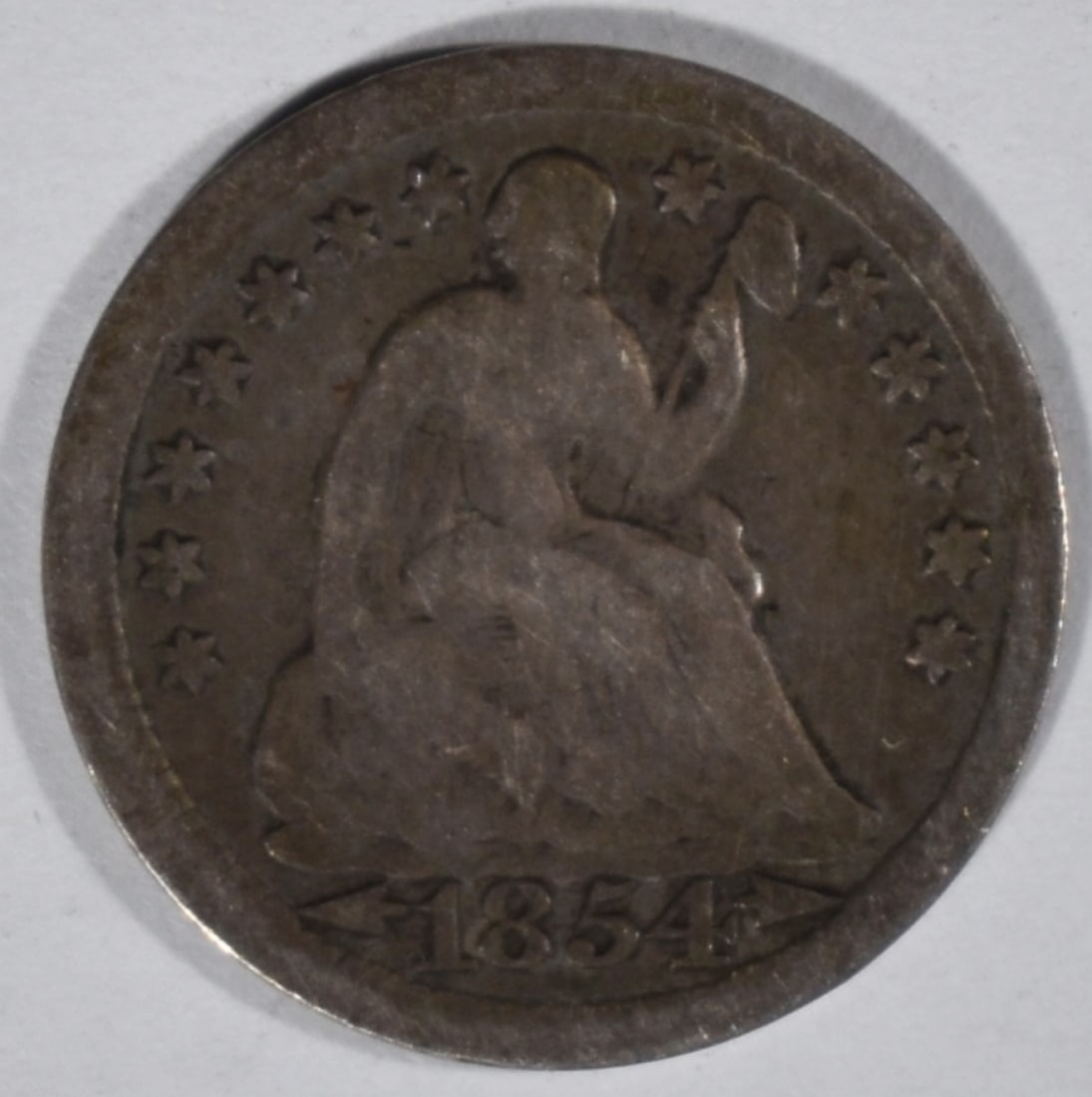 1854 Arrows Seated Half Dime: Follow us on Facebook, Instagram, X, and TikTok.
