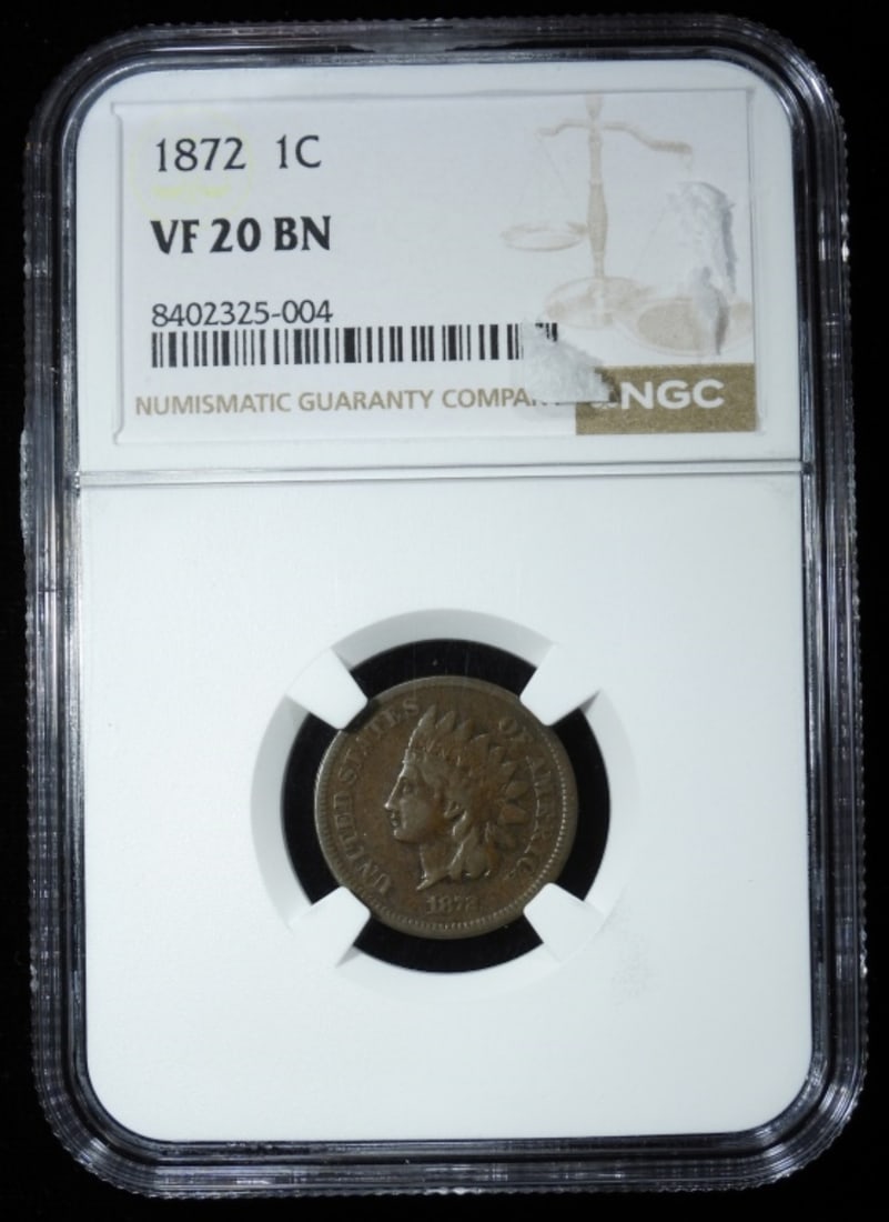 1872 Indian Cent NGC VF 20 BN (1 of 3)