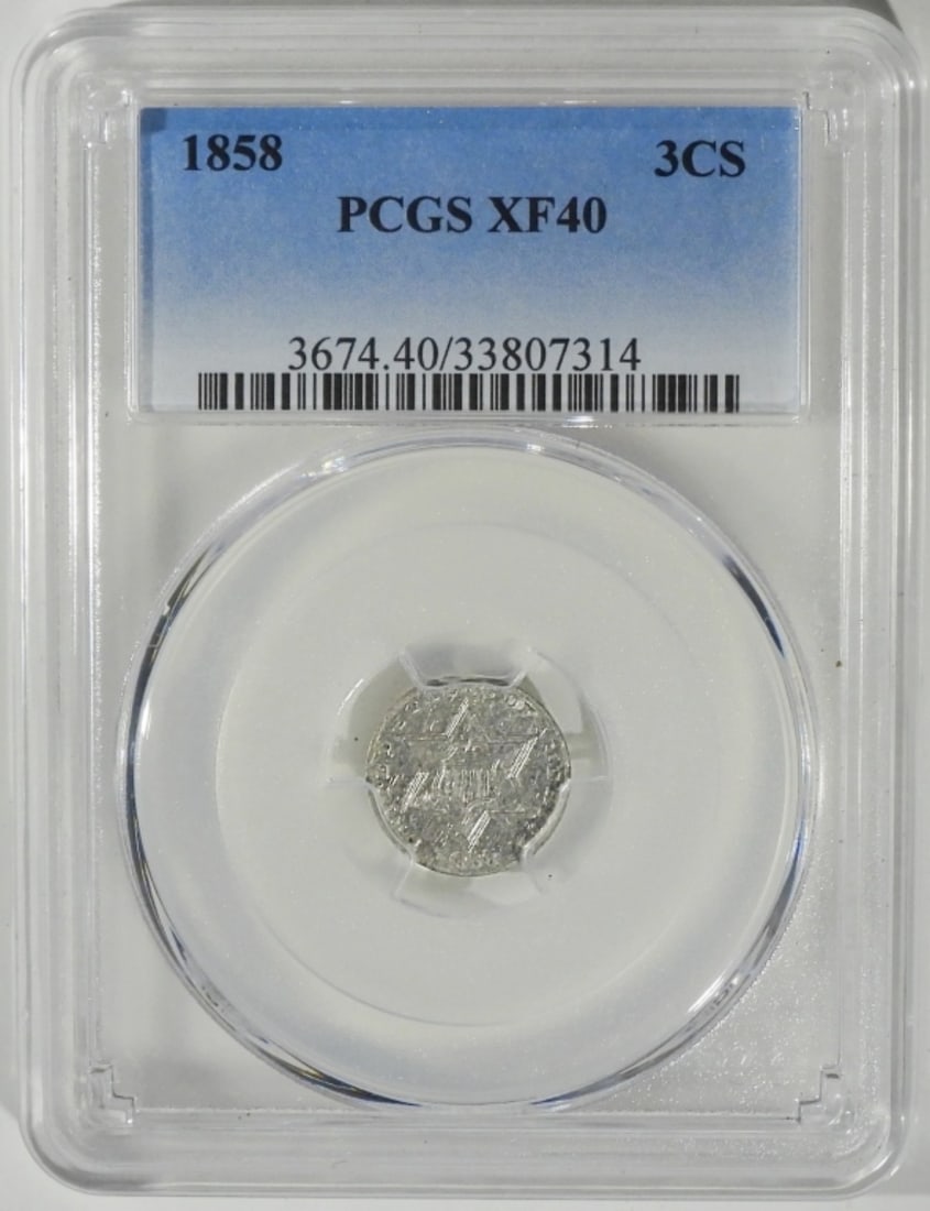 1858 3 Cent Silver, PCGS XF-40 (1 of 2)