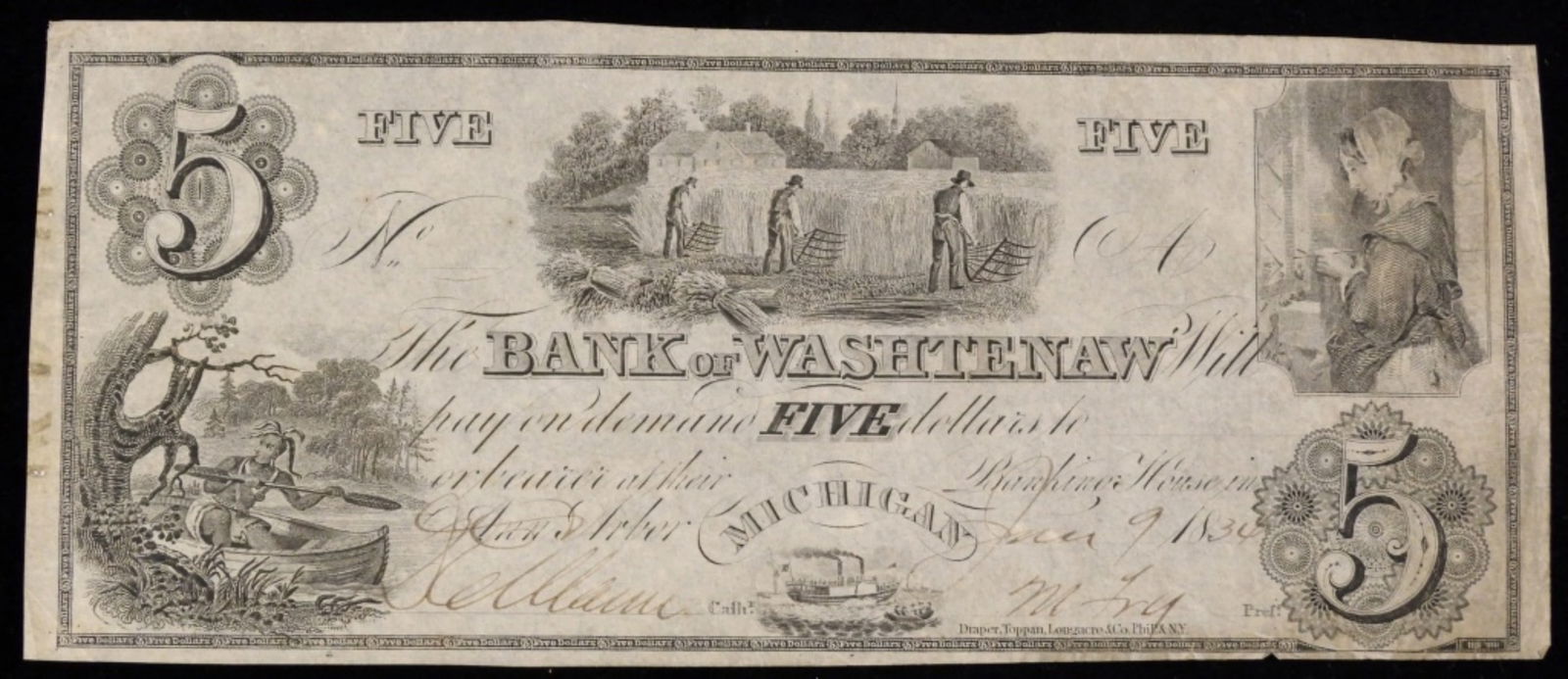 1834 $5 Bank Note (1 of 2)