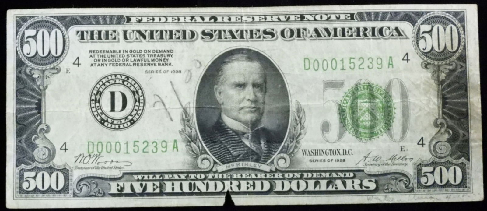 1928 $500 Federal Reserve Note (1 of 3)