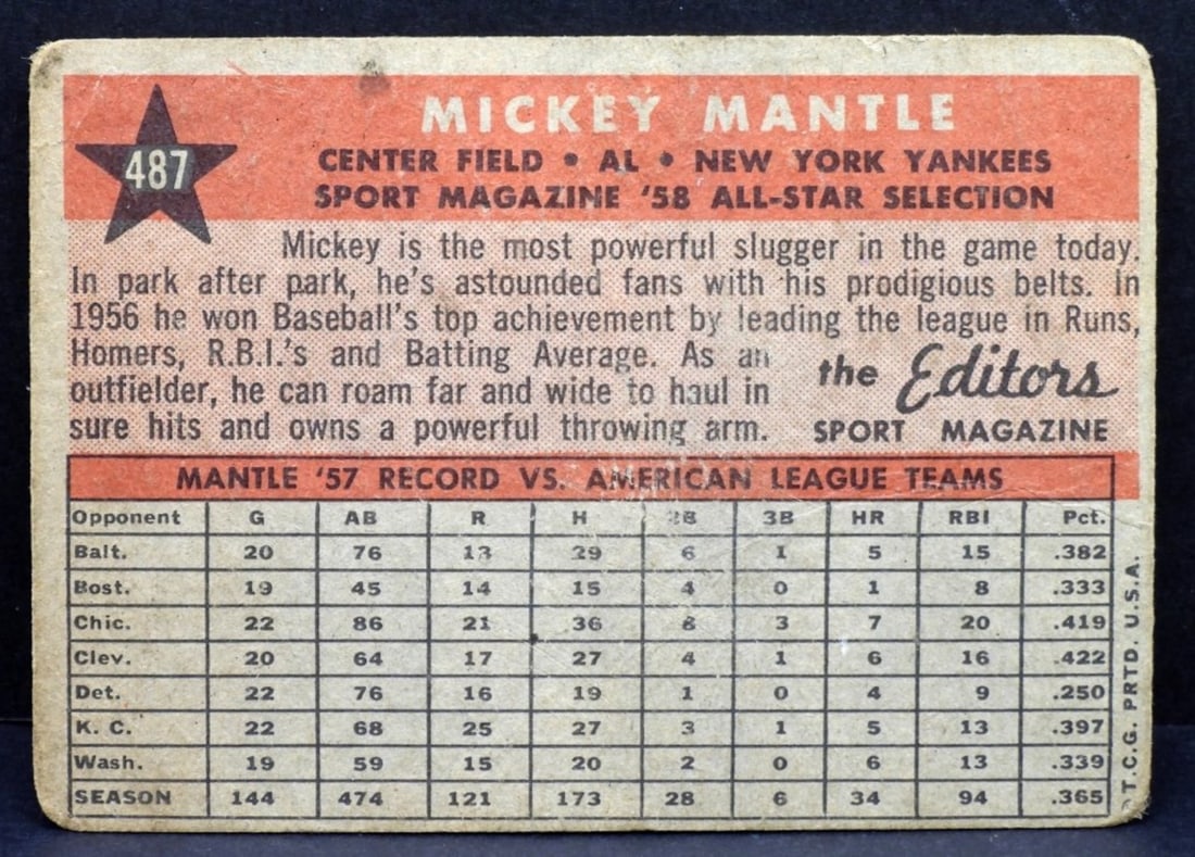 TOPPS #487 Mickey Mantle - 2