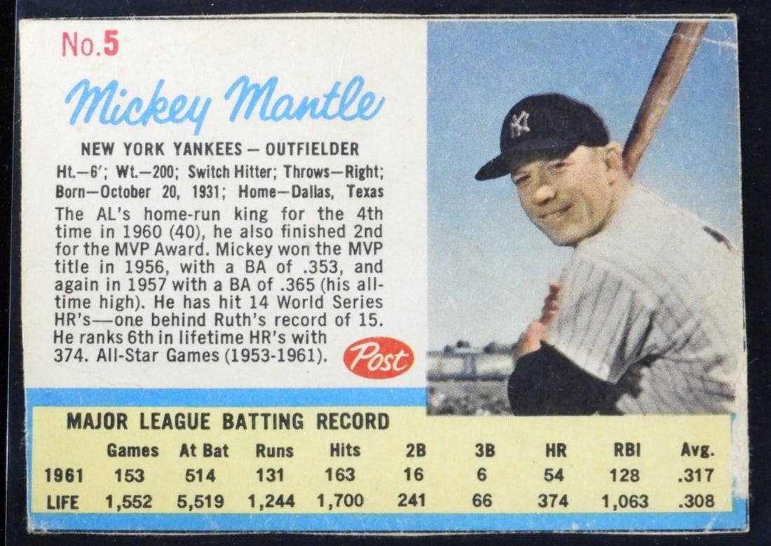 Post #5 Mickey Mantle G: There is a bend in the top corner.