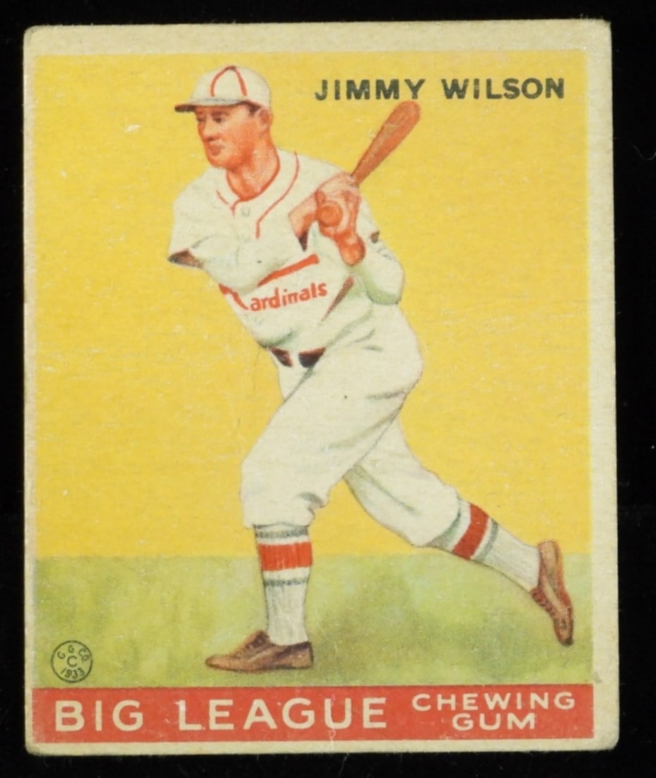Jimmy Wilson Big League Chewing Gum: Some creasing horizontally and rounded corners. Fair condition