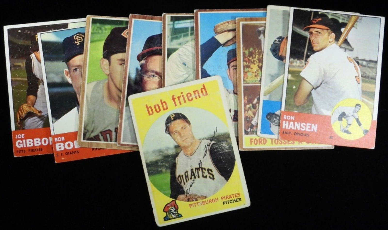 (10) Various TOPPS Baseball Cards: Including Ron Hansen, Bob Friend, Frank Torre and more. Various conditions