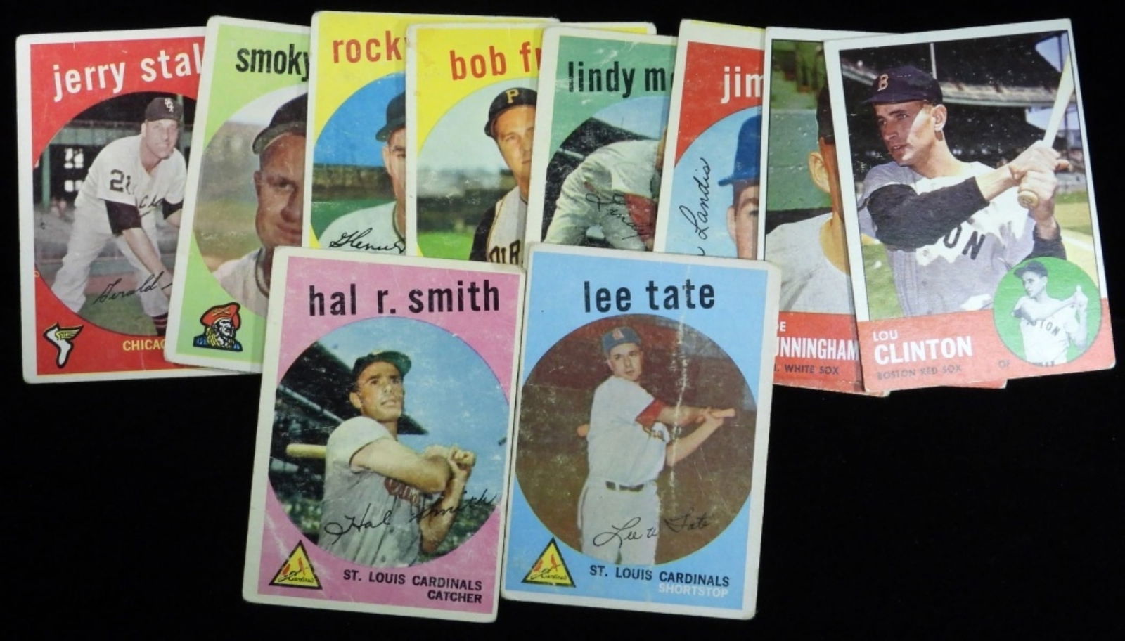 Variety Of TOPPS Baseball Cards (10): Including Lee Tate, Hal R. Smith, Jim Landis and more. Various conditions