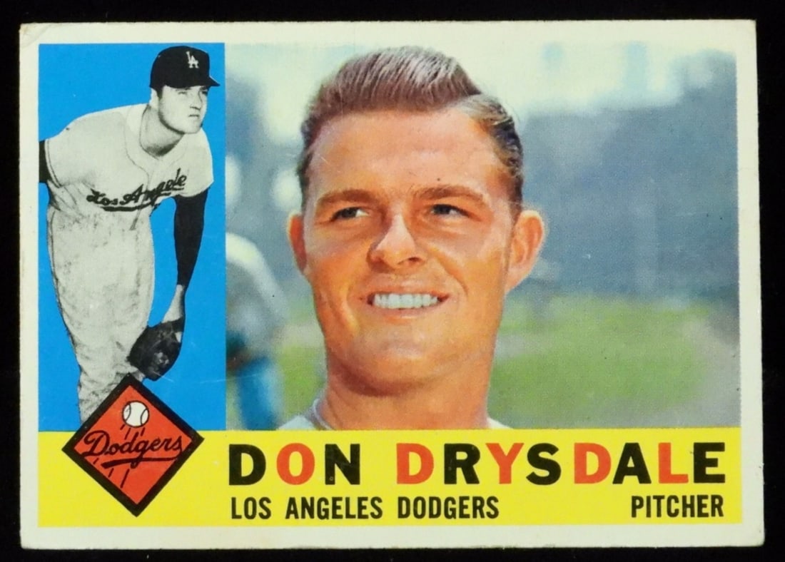 Don Drysdale TOPPS #475 Card: No creasing but corners are rounded. Good condition