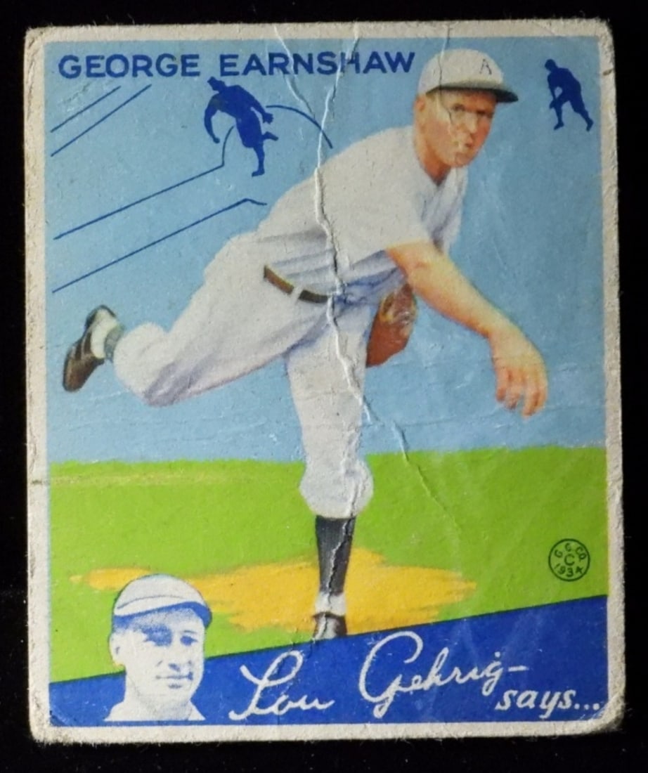 George Earnshaw Big League Chewing Gum: Creasing, rounded corners. Fair condition