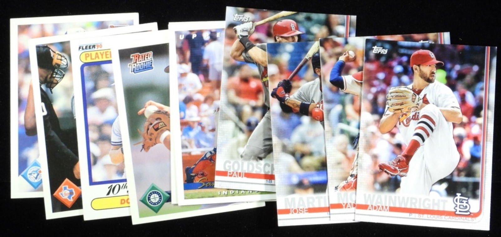 (10) Baseball Cards: Upper deck, Fleer, TOPPS, and Donruss. Various conditions. Including Sandy Aloman Jr, Don Mattingly, Juan Guzman and more.