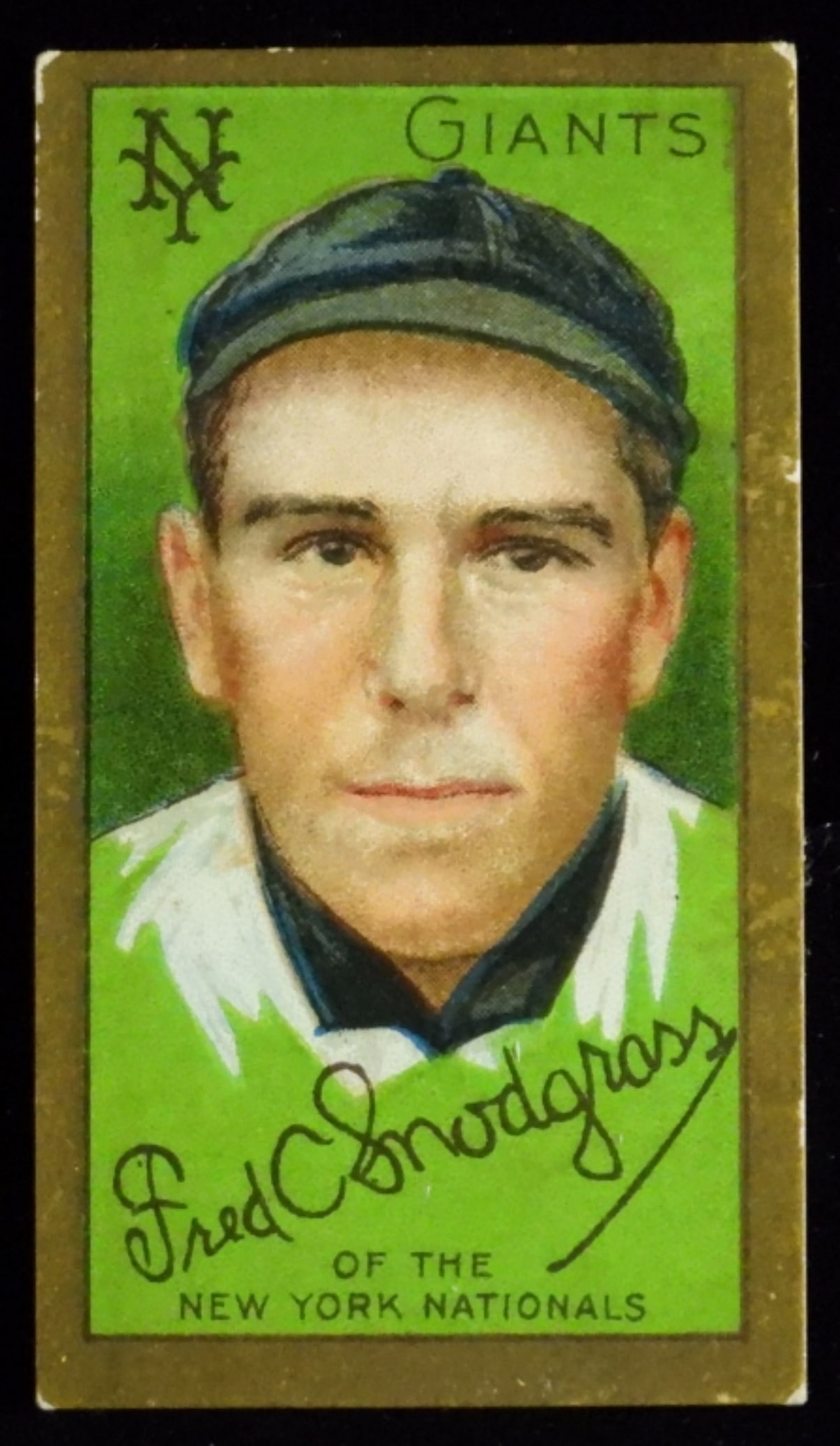 1911 T 205 Fredrick Snodgrass Card: Corners are slightly rounded but no creasing. Good condition
