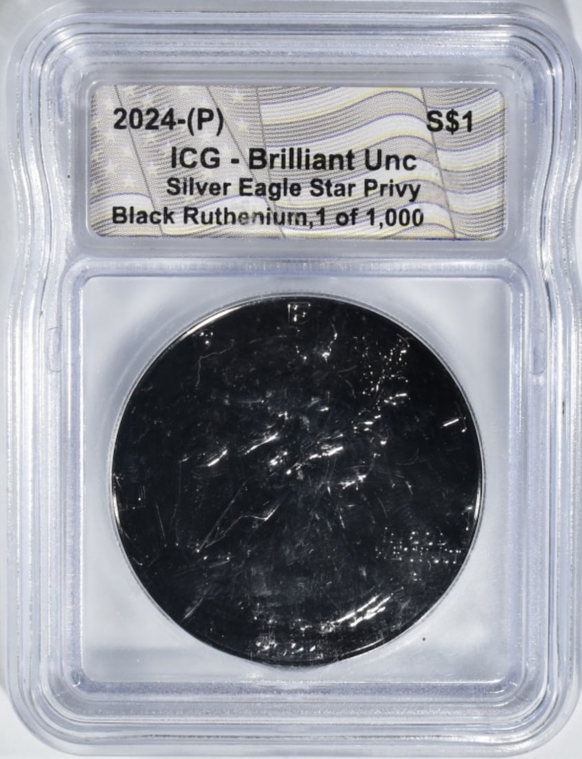 2024 (P) Am. Silver Eagle, ICG BU Star Privy: Black Ruthenium