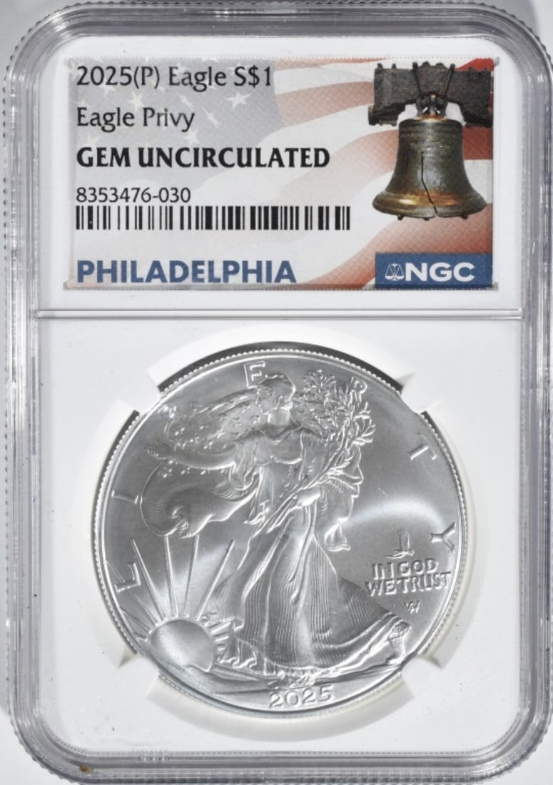 2025 (P) Am. Silver Eagle, NGC Gem Unc: Eagle Privy