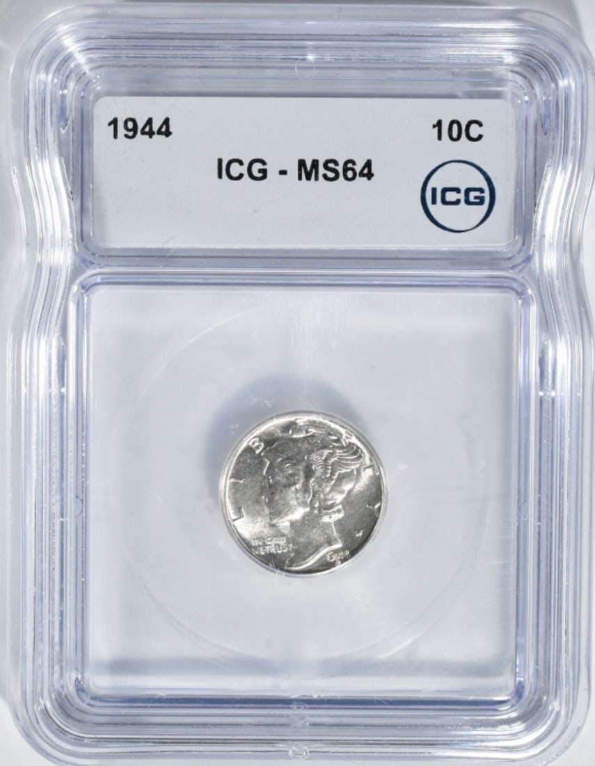 1944 Mercury Dime, ICG MS-64: Follow us on Facebook, Instagram, X, and TikTok.