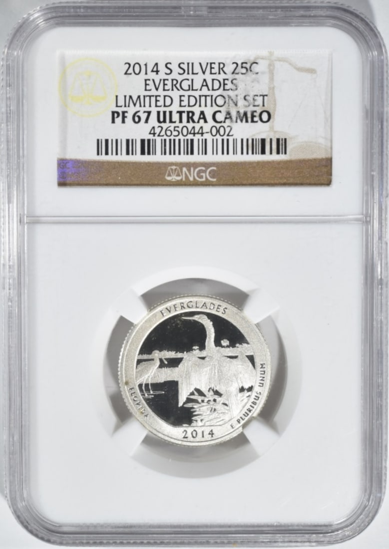 2014-S Silver Quarter, NGC PF-67 Ultra Cameo: Everglades Limited Edition