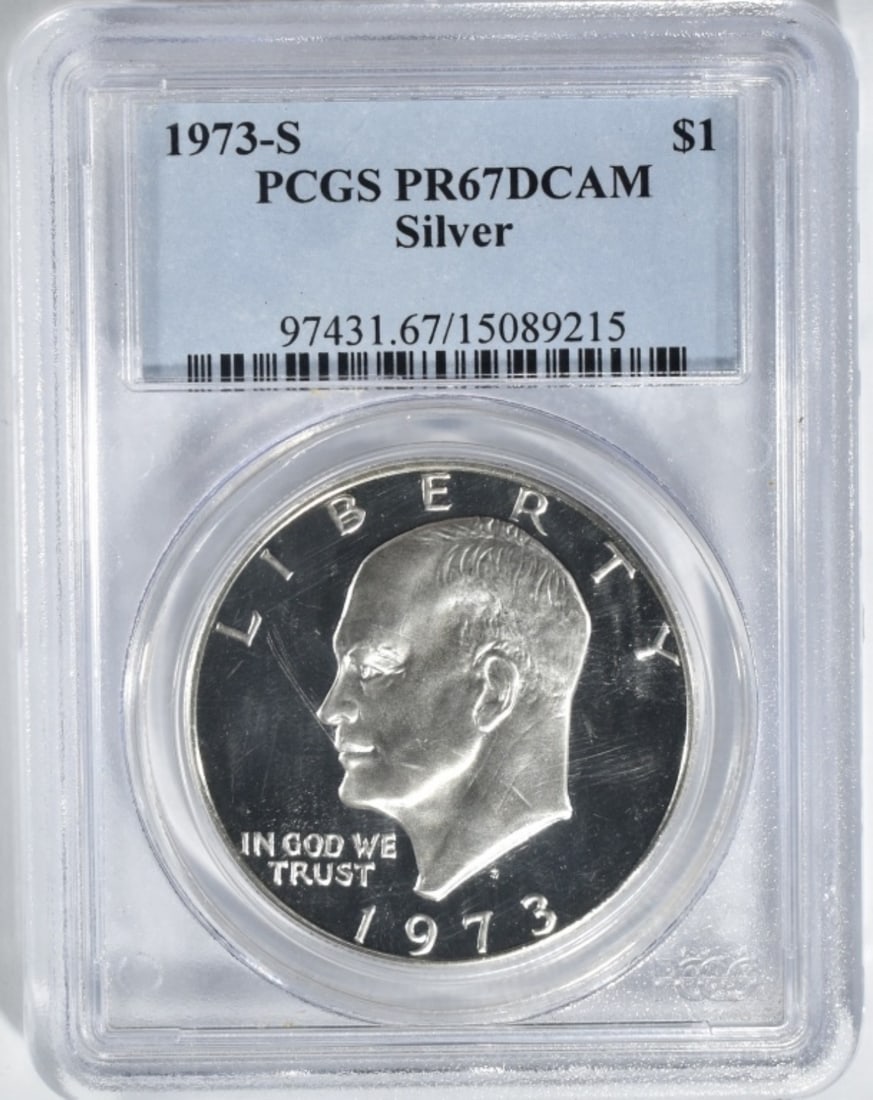 1973-S Silver Ike Dollar, PCGS PR-67 DCAM (1 of 2)