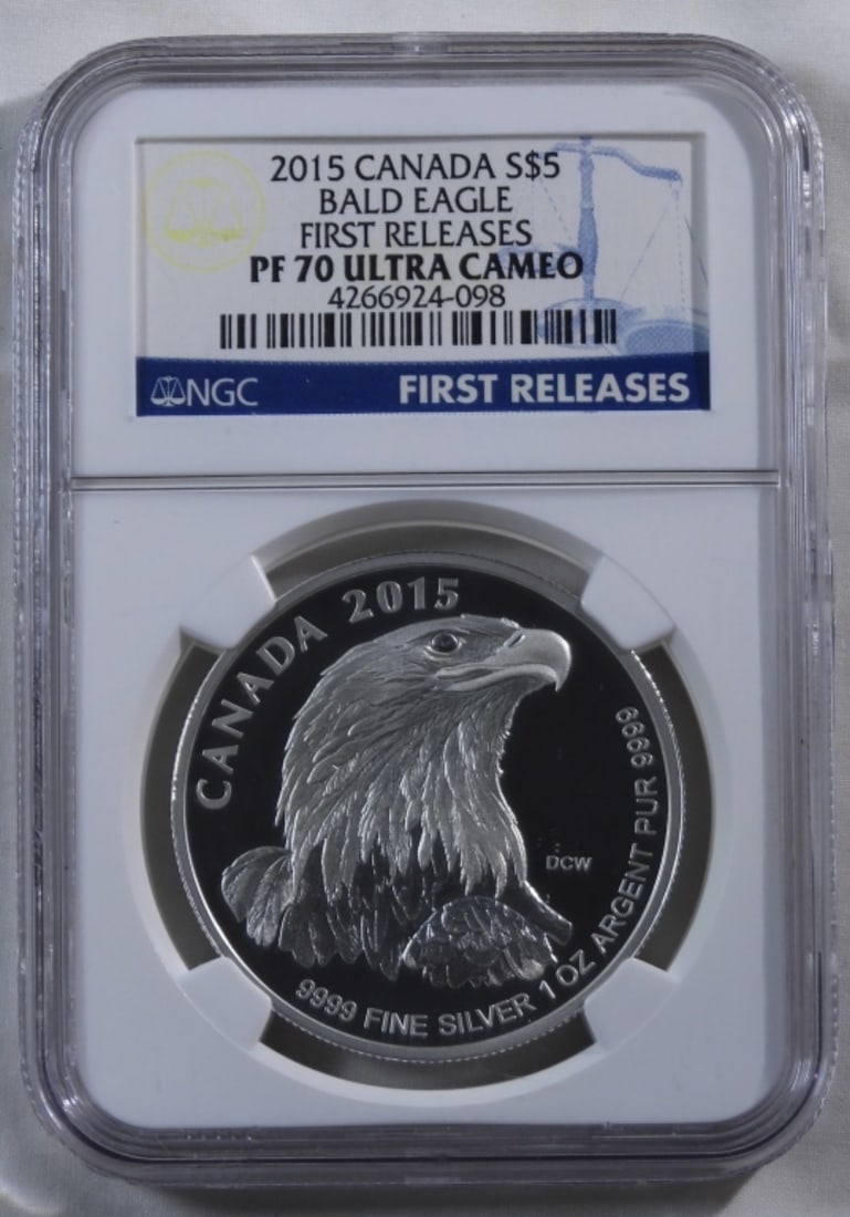 2015 $5 Silver Canada Bald Eagle, NGC PF-70 (1 of 2)