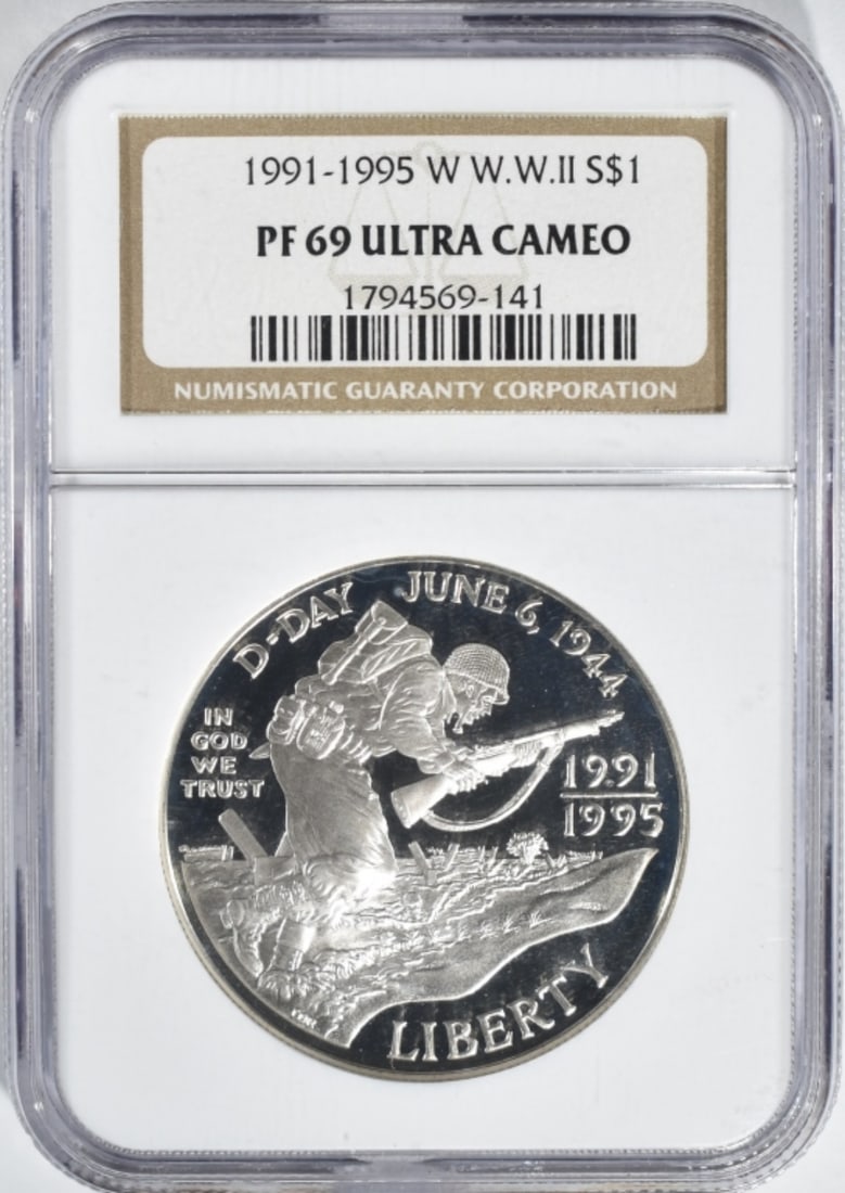 1991-1995 WWII $1, NGC PF-69 Ultra Cameo: Follow us on Facebook, Instagram, X, and TikTok.