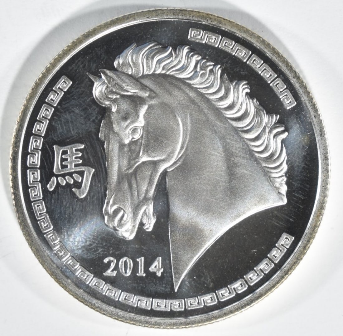 2014 1oz Year of the Horse Silver Round: Follow us on Facebook, Instagram, X, and TikTok.