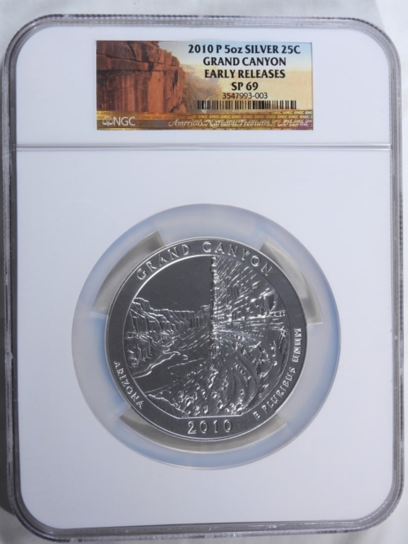 2010-P 5OZ Silver Grand Canyon, NGC SP-69: early release