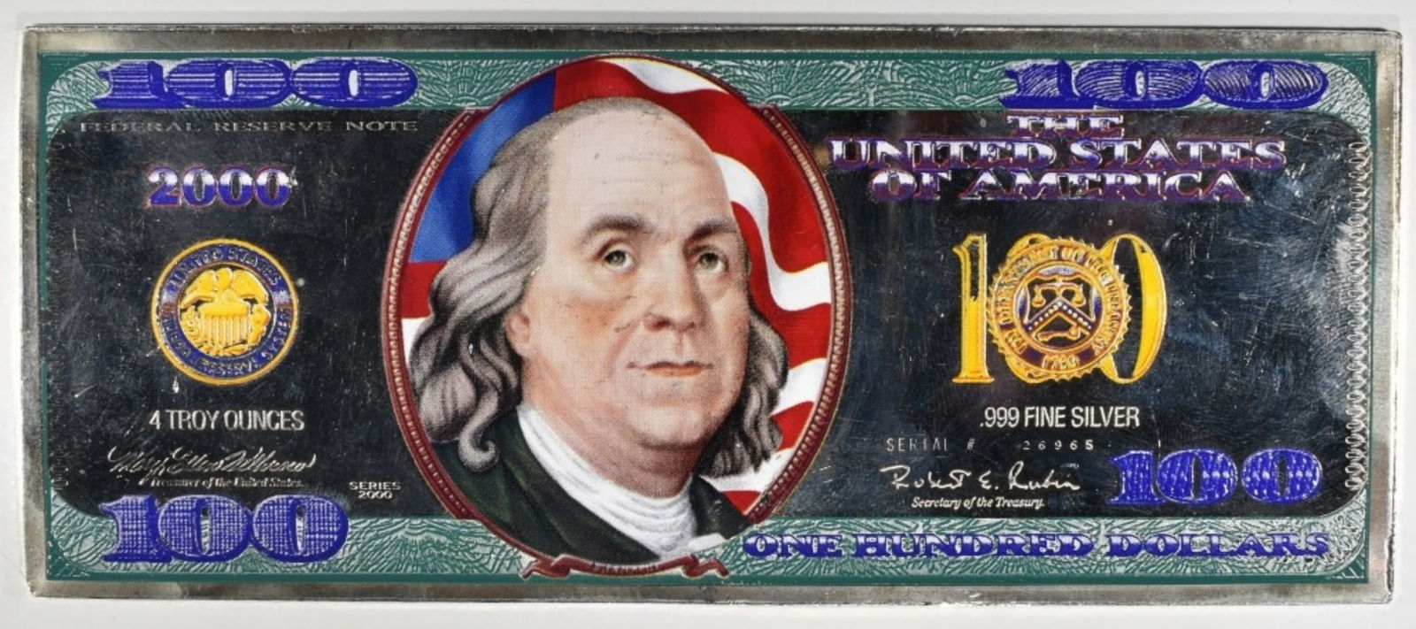 4oz $100 Bill Silver Bar (1 of 2)