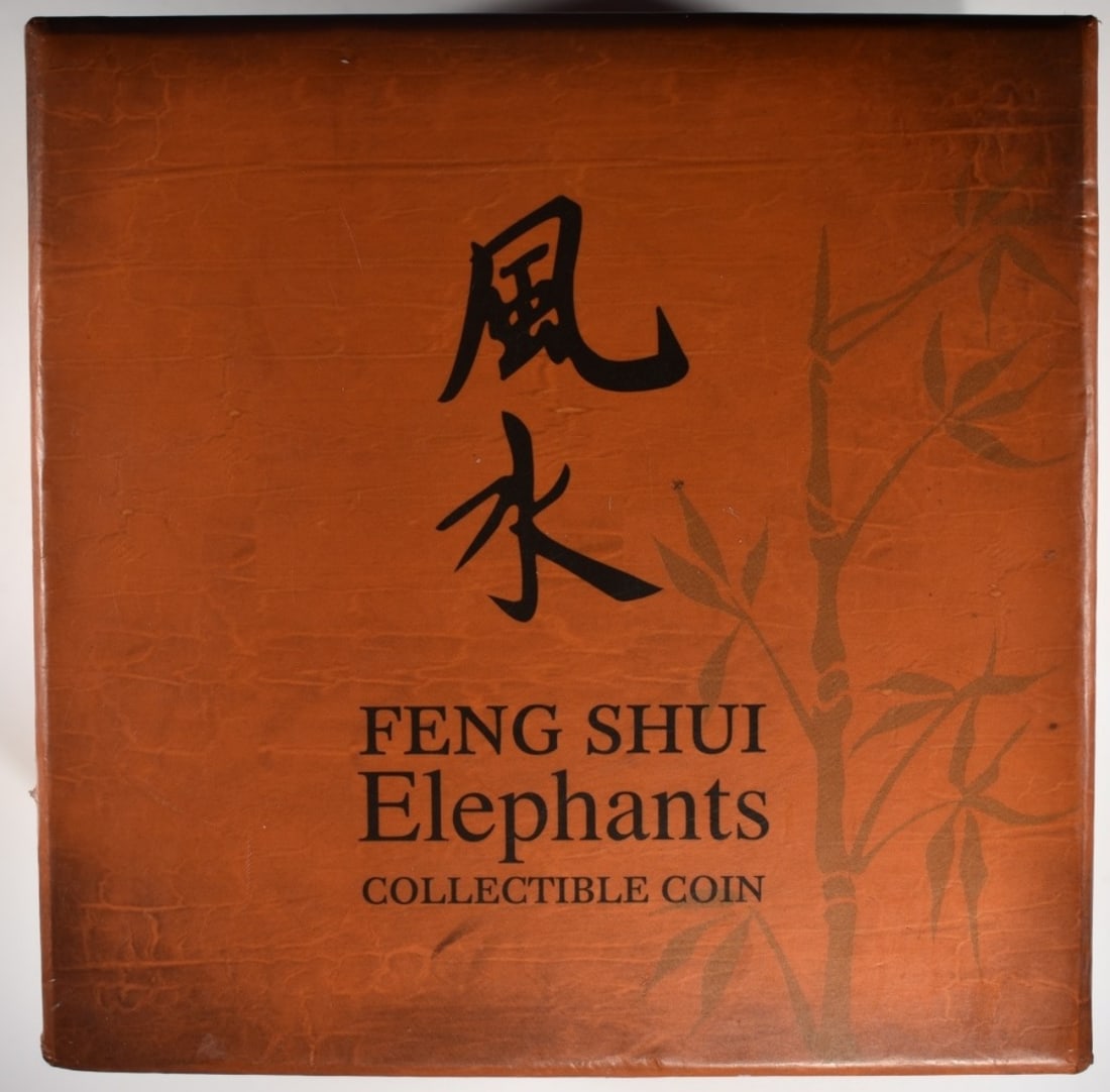 2015 1oz Silver Feng Shui Elephants in Nice: Display box