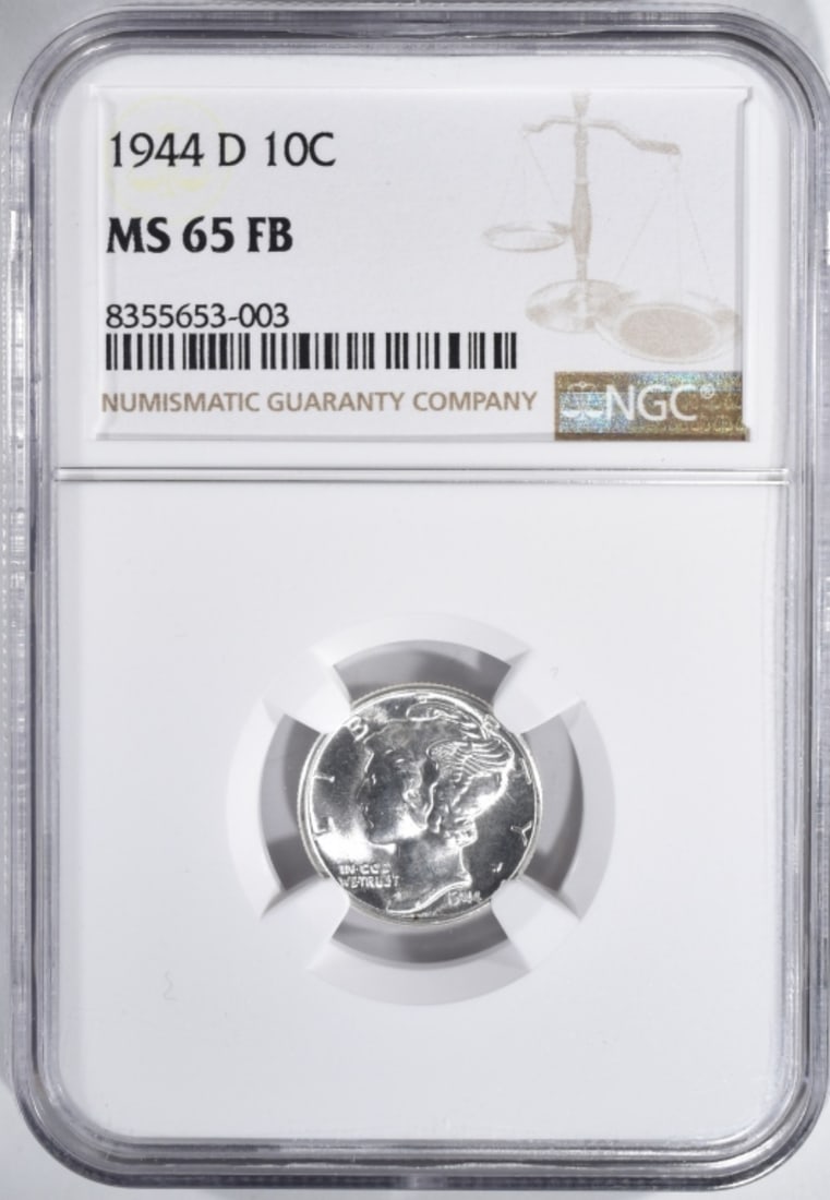 1944-D Mercury Dime, NGC MS-65 FB: Bid live now!