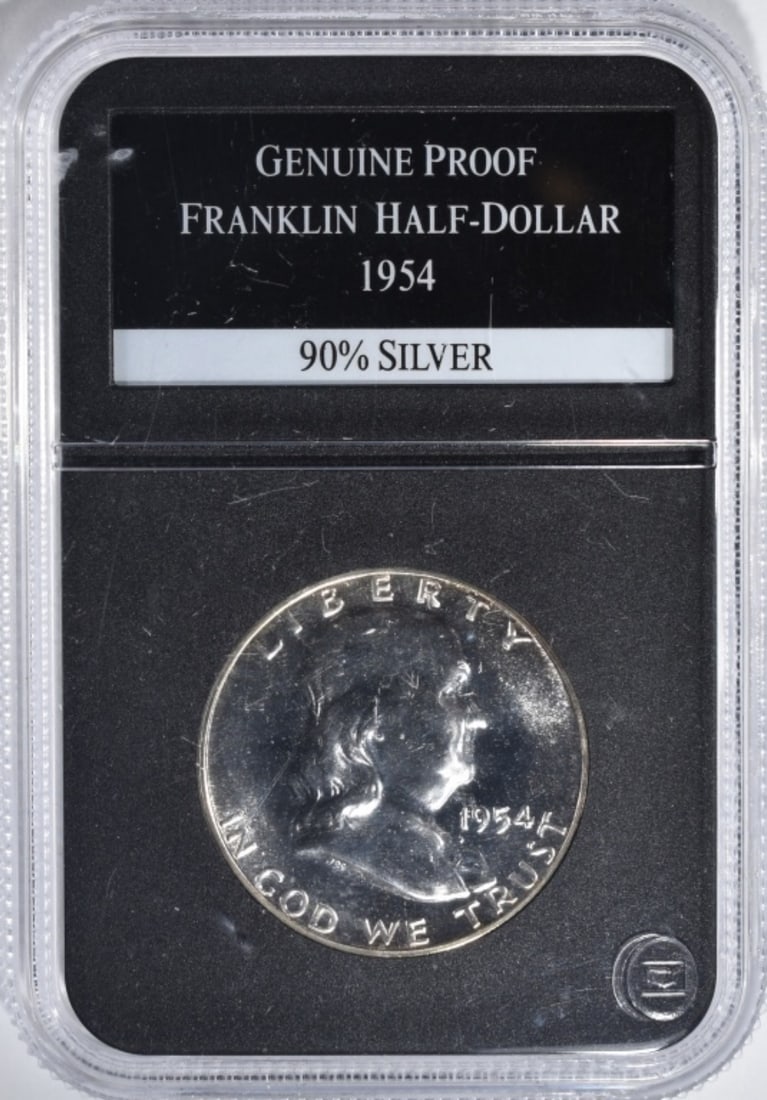 1954 Franklin Half, PCS PF Genuine: Follow us on Facebook, Instagram, X, and TikTok.