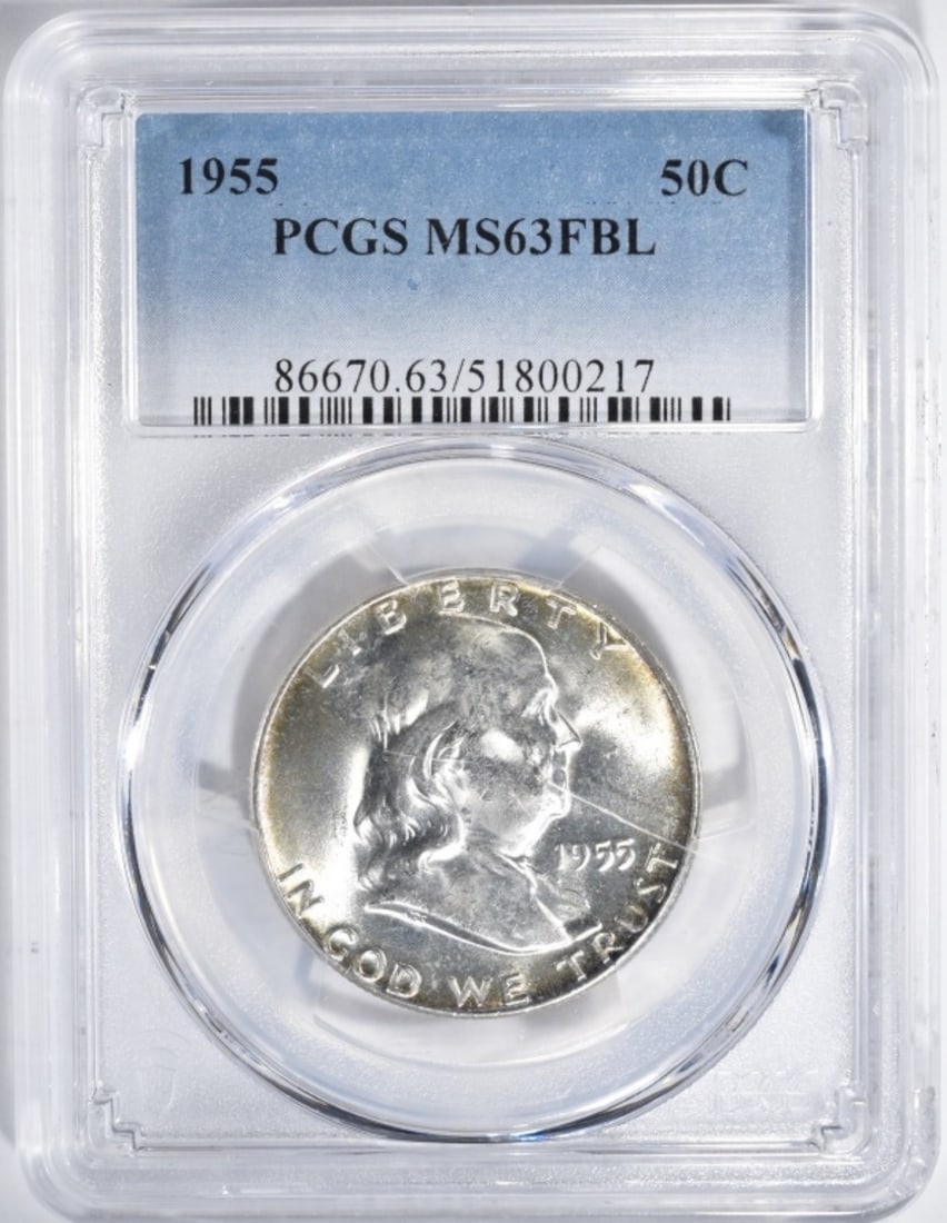 1955 Franklin Half, PCGS MS-63 FBL: Bid with Vintage Auctions!